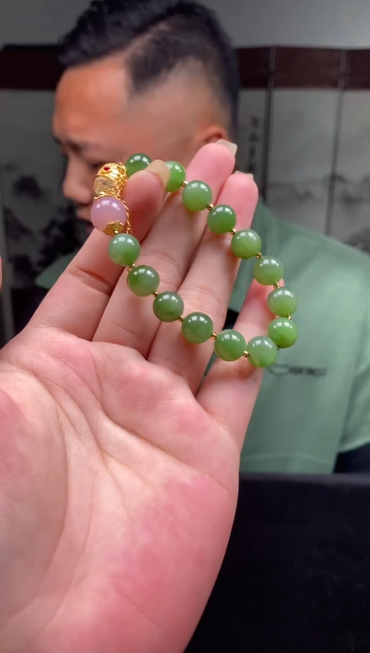 手串银S925镶嵌和田玉手串