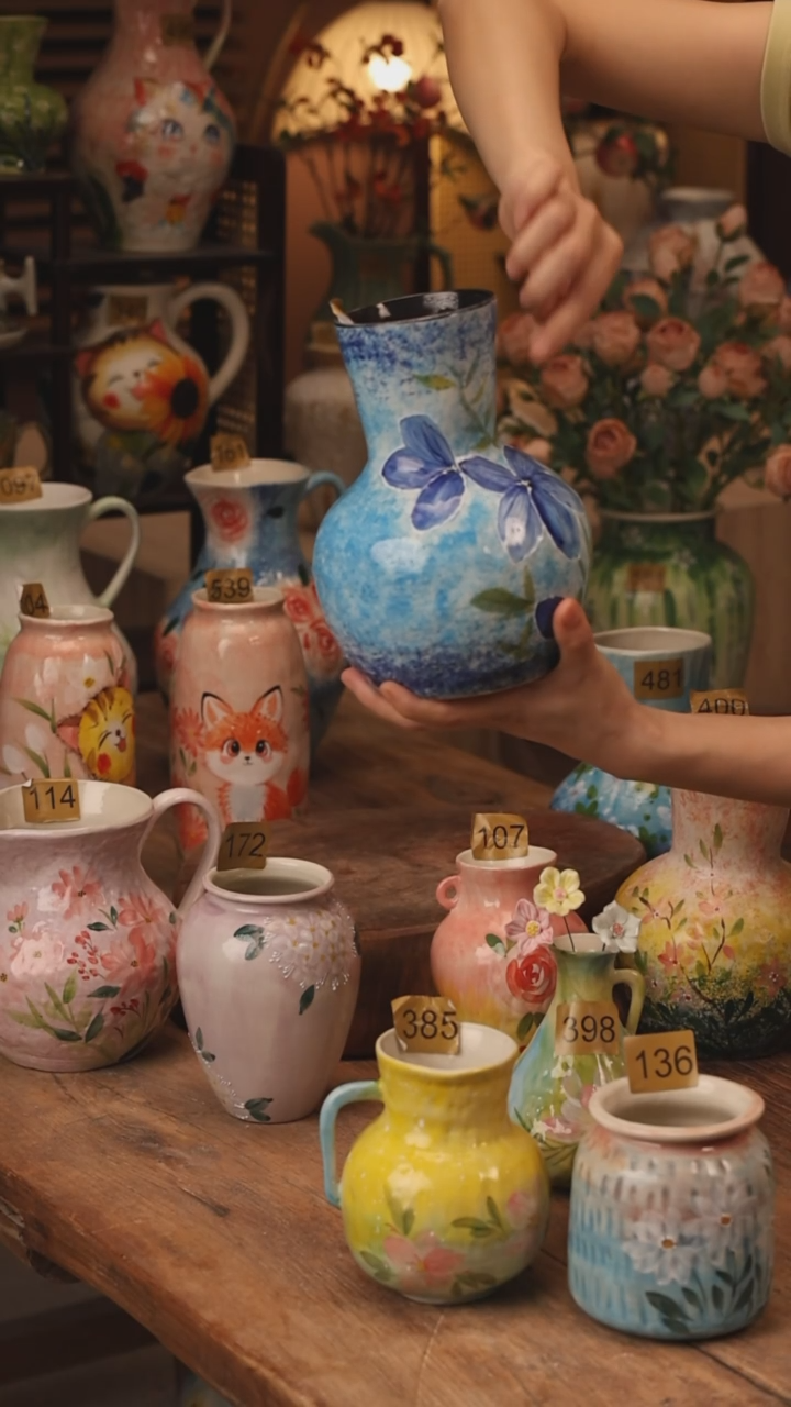 陶瓷景德镇设计师手作花器摆件侘寂风431