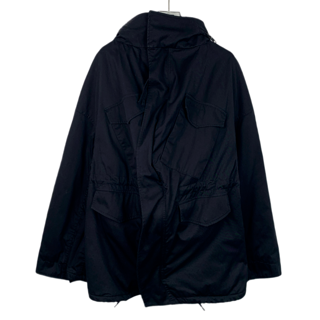 99新 Balenciaga/巴黎世家 H10731 黑色棉质连帽多口袋夹克外套