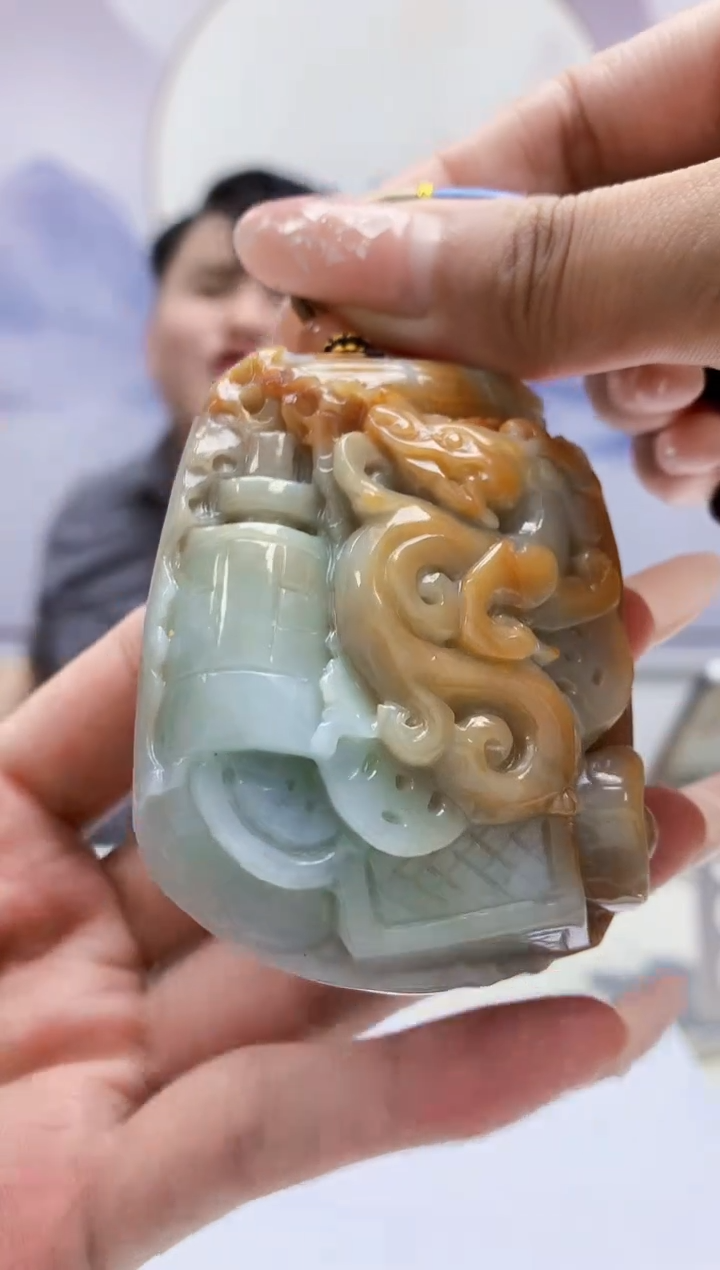 定制翡翠未镶嵌5060MM-毛货挂件80