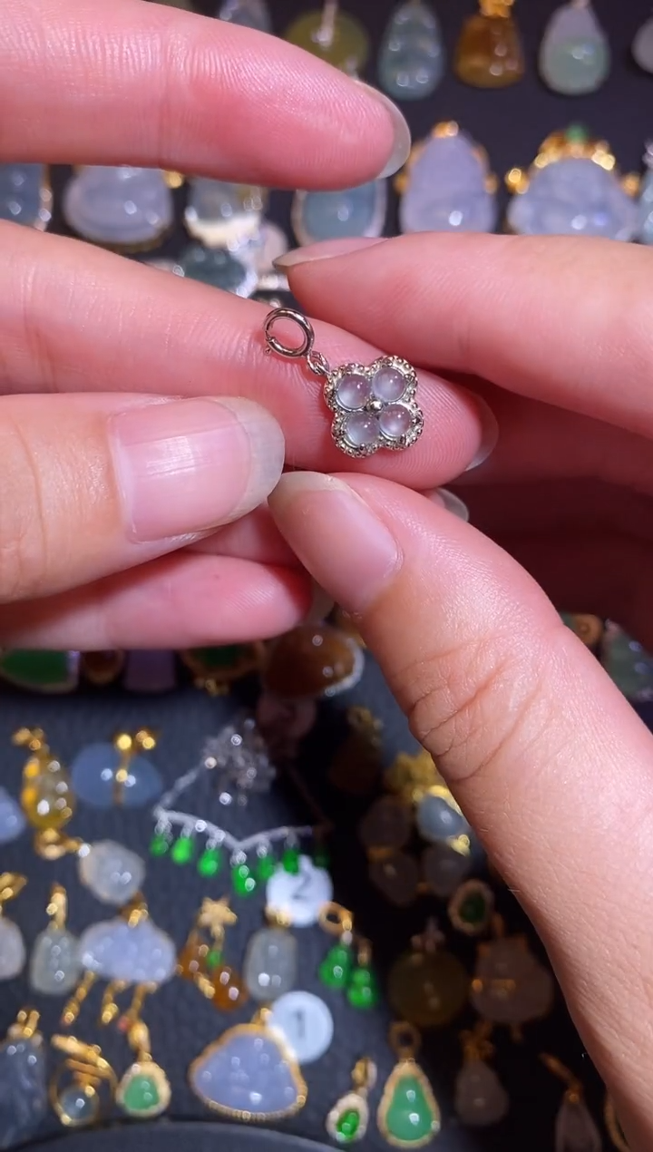 翡翠银S925镶嵌颈饰天然A货翡翠