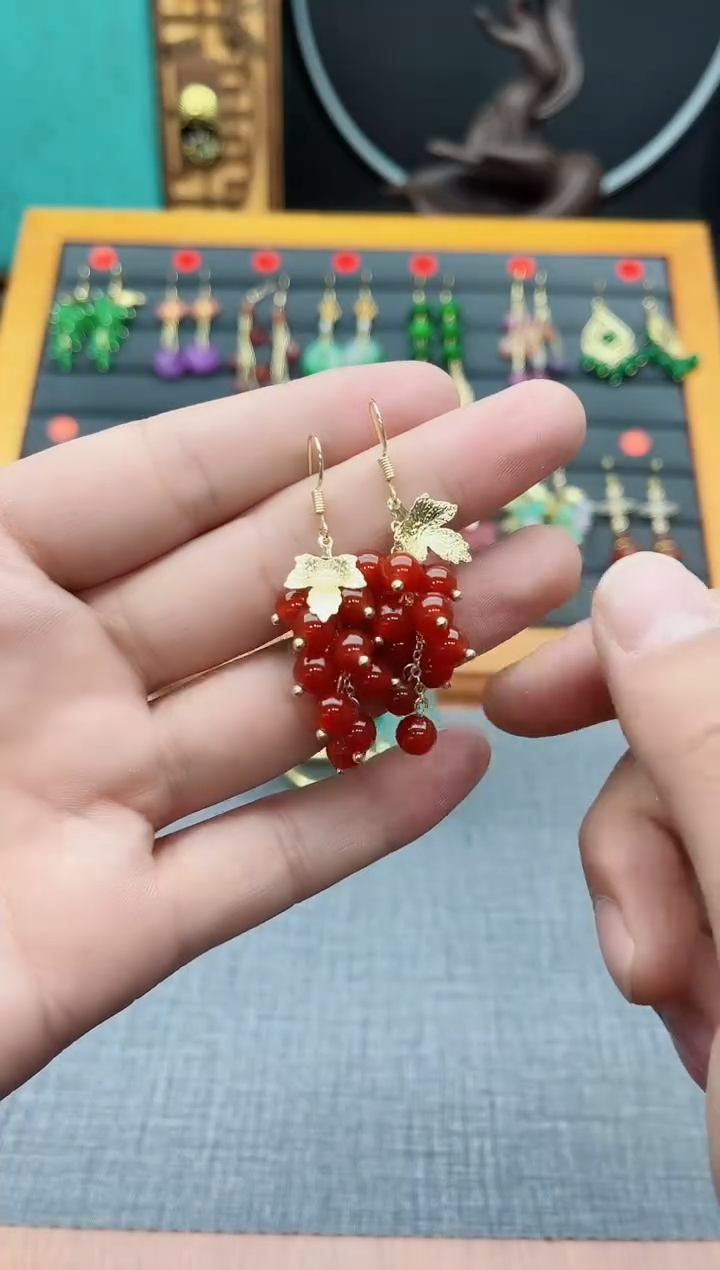 【闪购商品】南红玛瑙耳饰银S925镶嵌207000