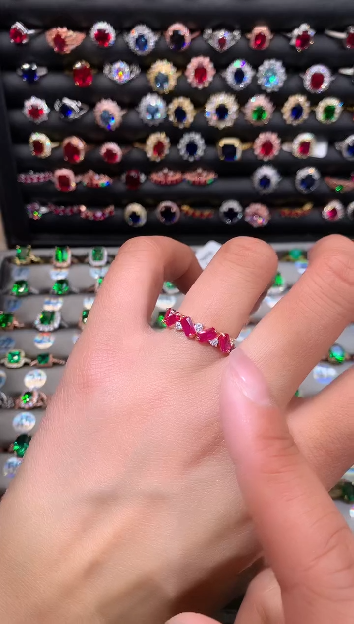 【闪购商品】红宝石戒指银S925镶嵌玫瑰金