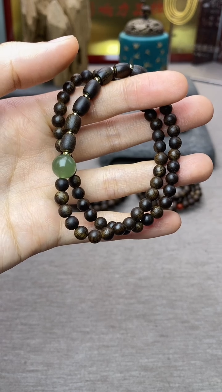 【闪购商品】沉香手串顺化紫棋05+白棋8颗 双圈沉水