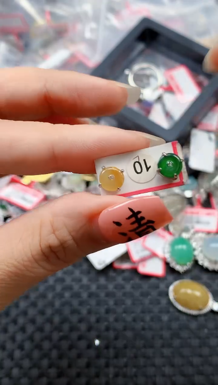 银S925镶嵌戒指翡翠天然A货缅甸翡翠