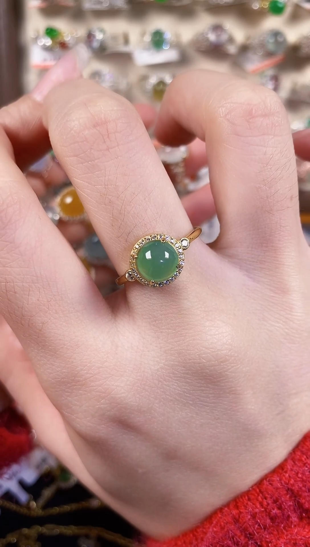 银S925镶嵌戒指翡翠 天然A货翡翠21