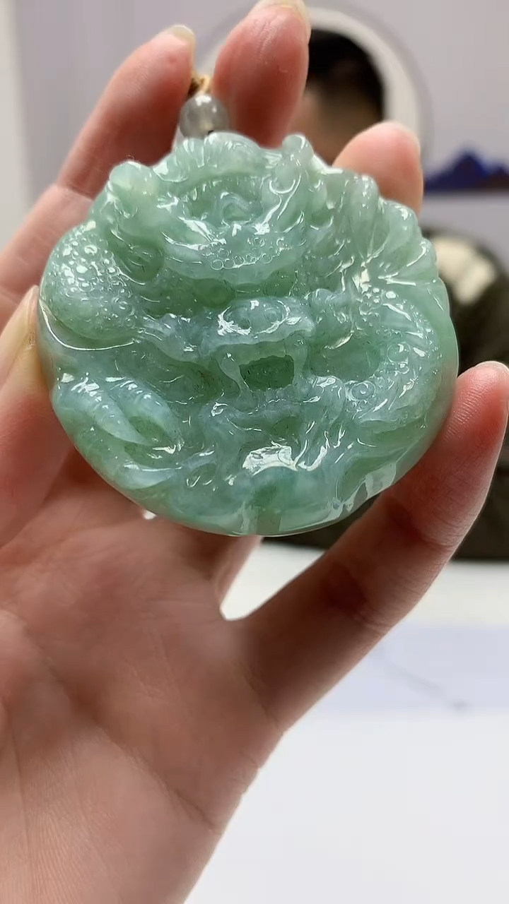 【闪购商品】定制翡翠未镶嵌5152zm-毛货挂件龙牌39