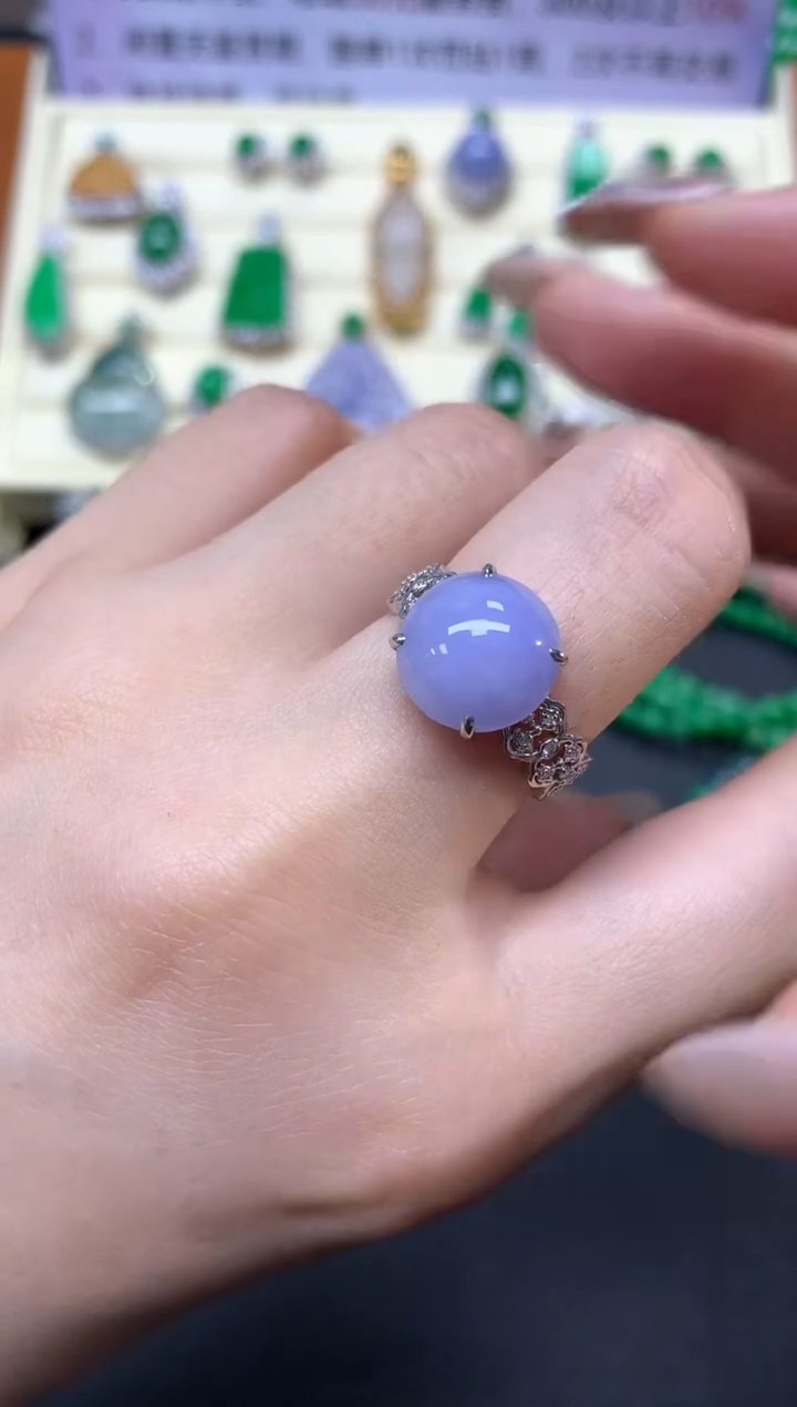 【闪购商品】翡翠戒指18K金镶嵌戒指|3550+355