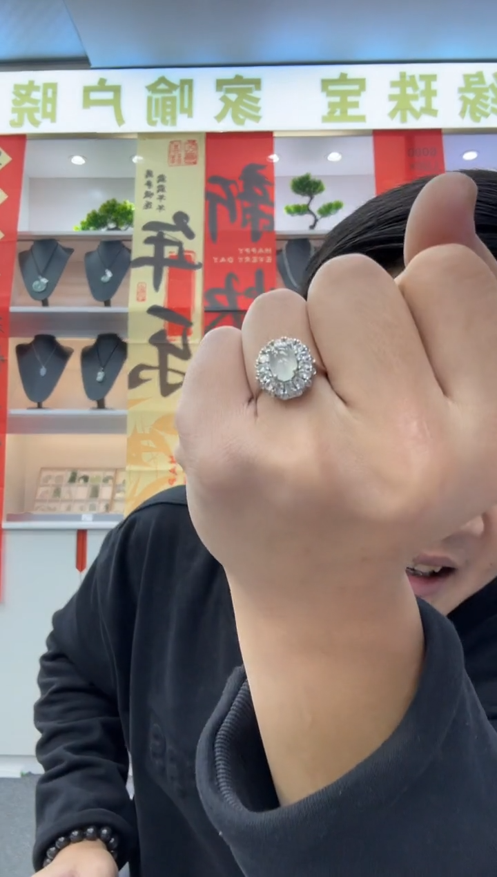 【闪购商品】翡翠颈饰银S925镶嵌天然翡翠A货孤品一件