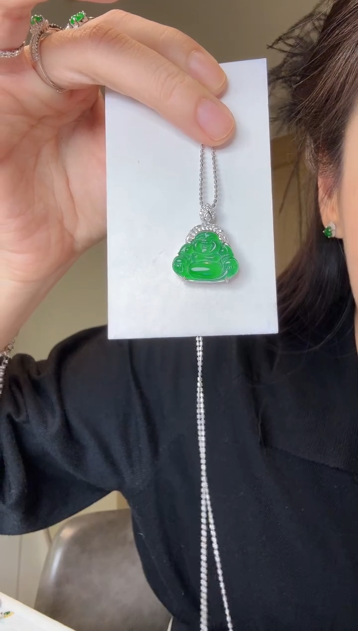 【闪购商品】翡翠吊坠(不含链)银S925镶嵌天然翡翠吊坠