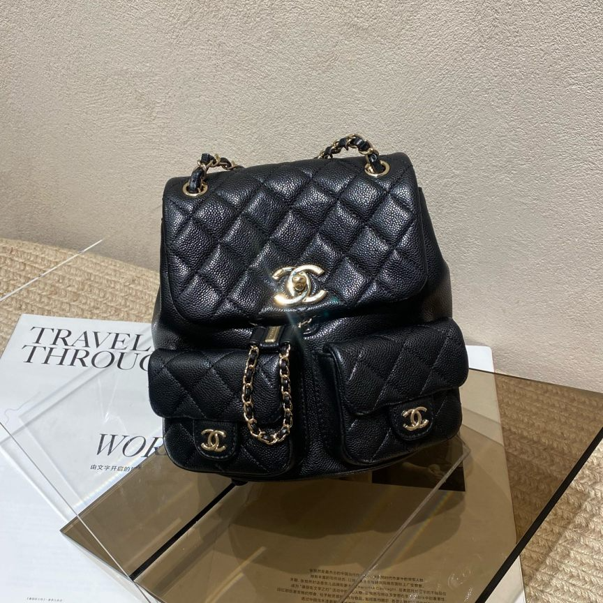 99新 Chanel/香奈儿 24A 黑金荔枝牛青蛙duma 中号