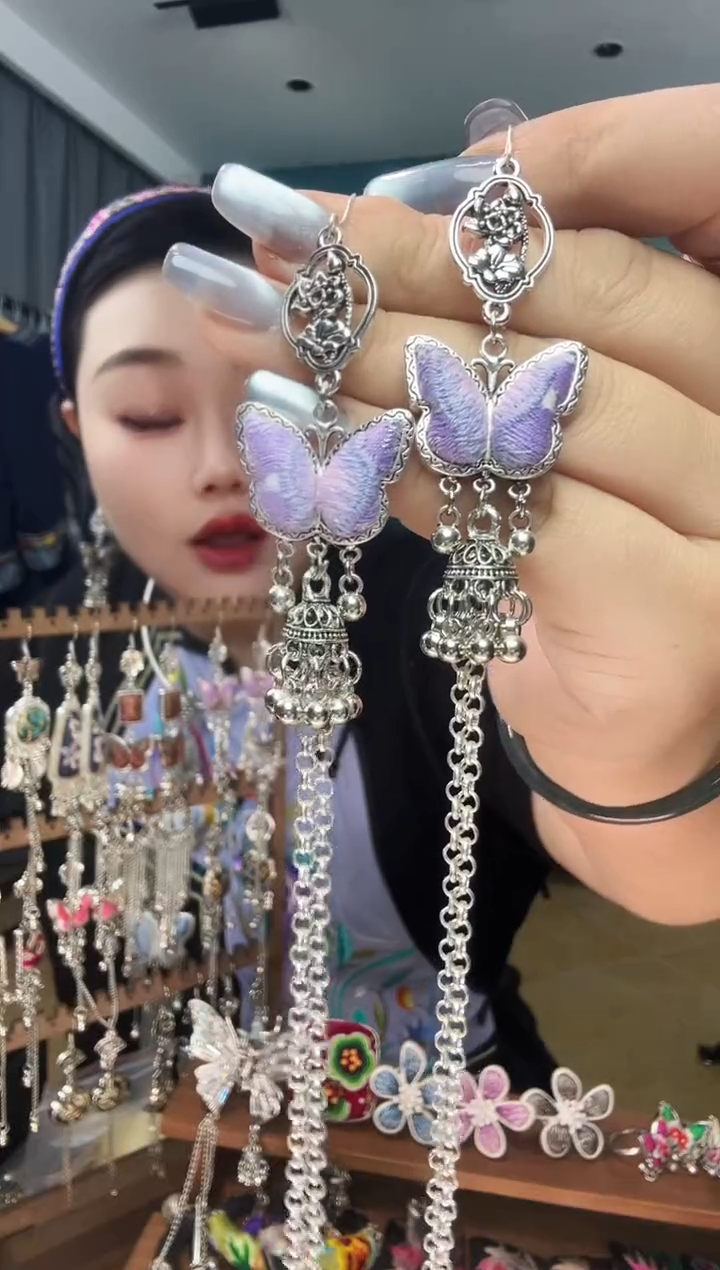 刺绣纯手工民族风刺绣耳环