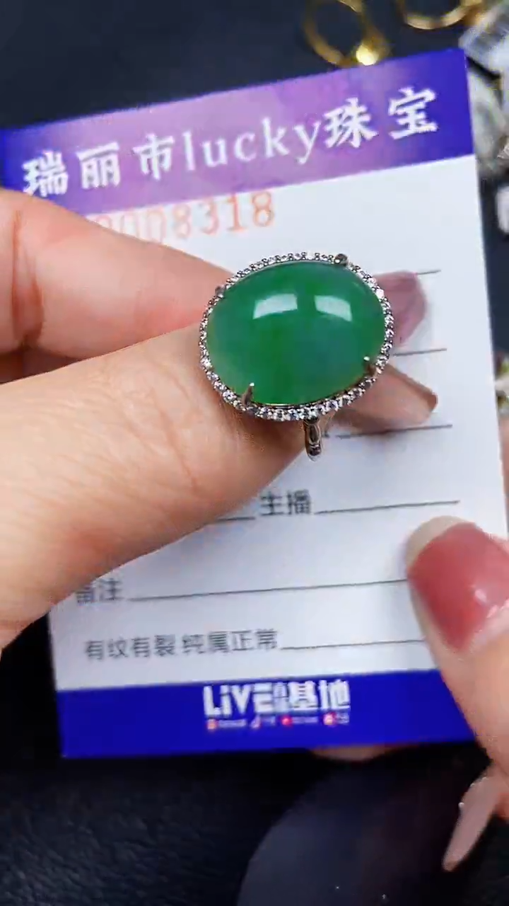 颈饰银S925镶嵌翡翠8318