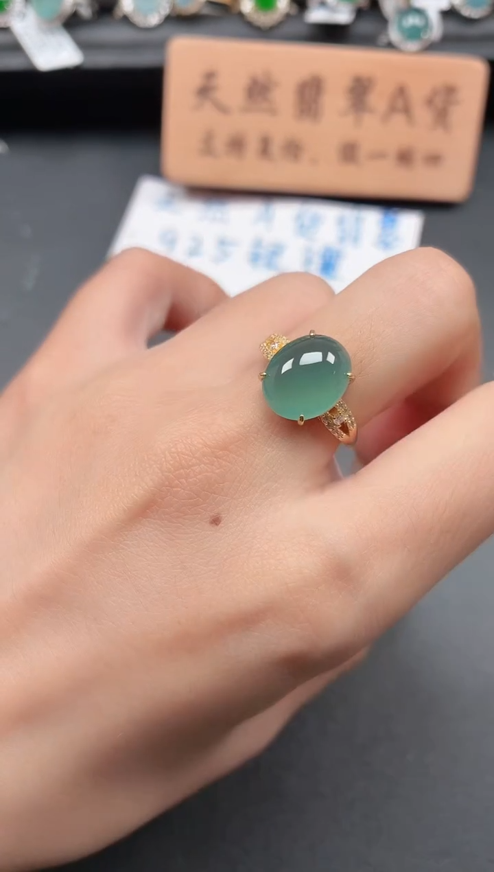 银S925镶嵌戒指翡翠111