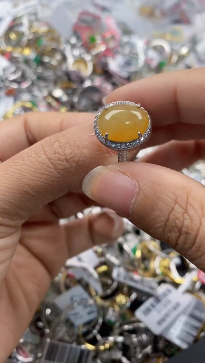 银S925镶嵌戒指翡翠888                 8