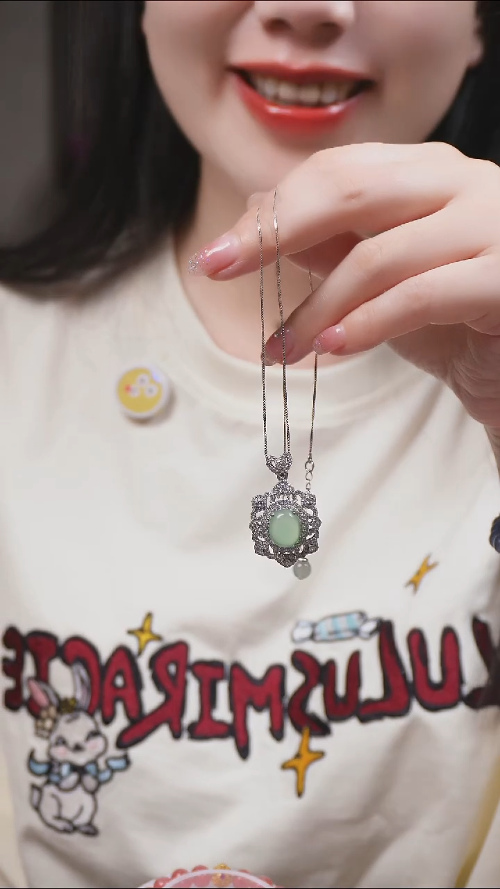 银S925镶嵌葡萄石颈饰项链