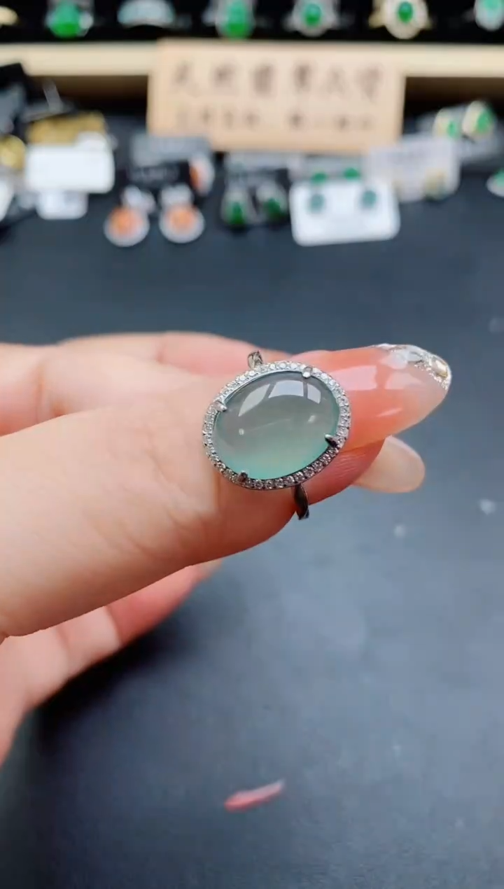 银S925镶嵌戒指翡翠1