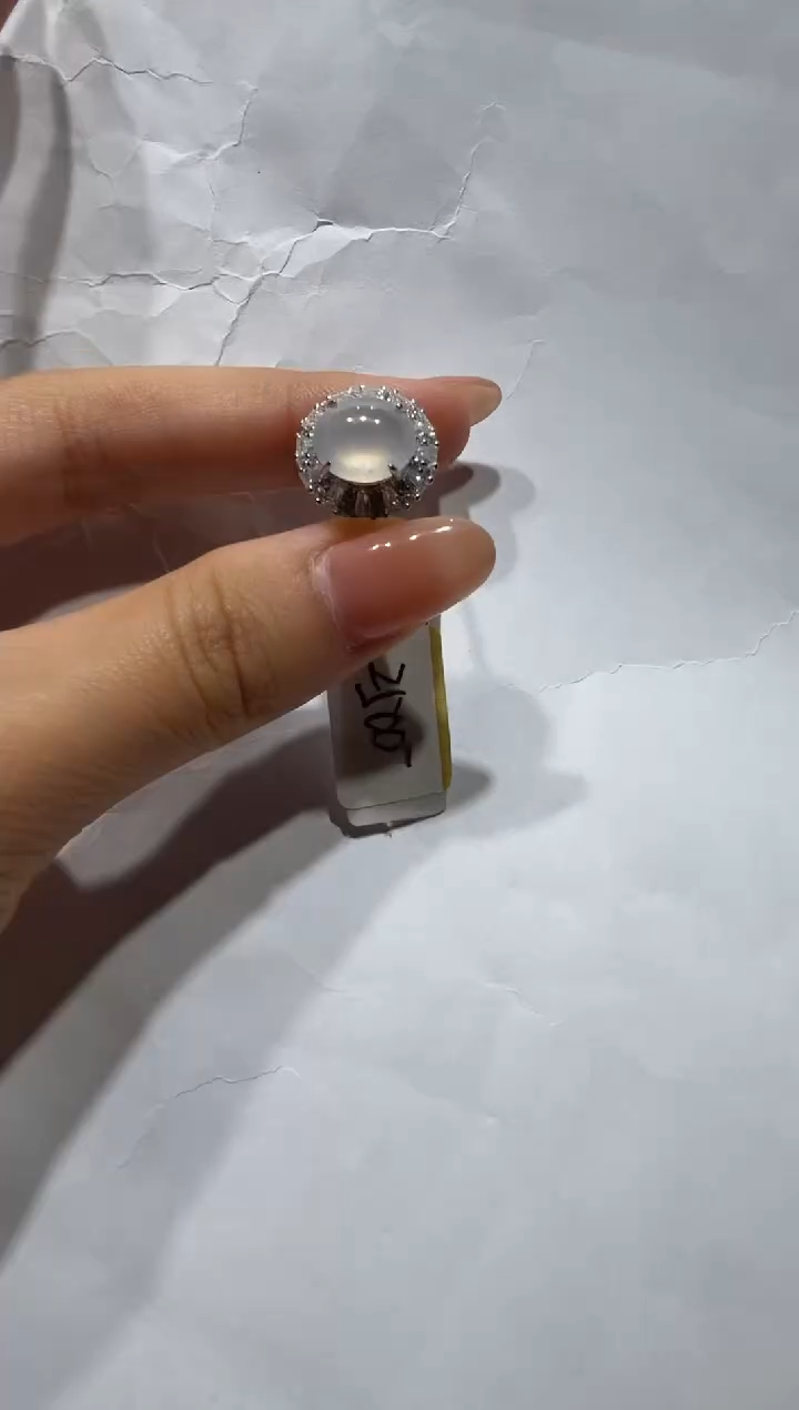 银S925镶嵌戒指翡翠琳*缅甸A货翡翠戒指