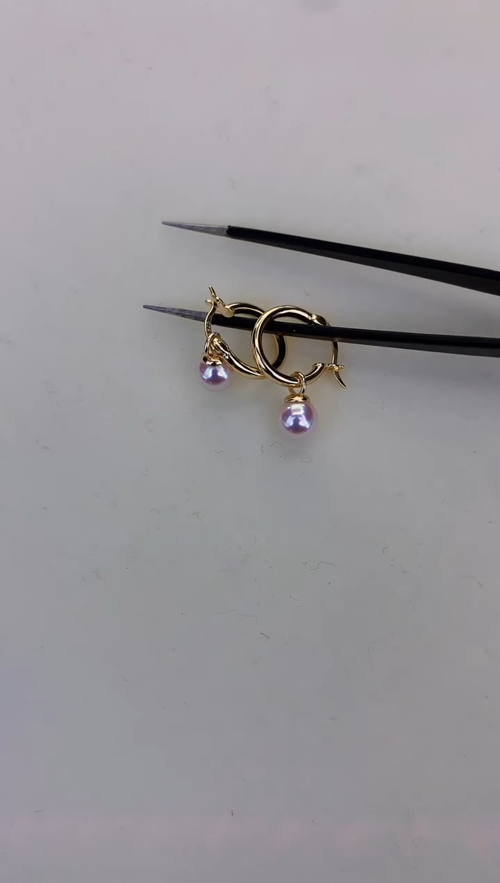 银S925镶嵌DA海水珍珠 GD218 耳扣 6-7