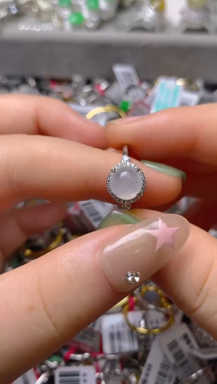 银S925镶嵌戒指翡翠百内无证书