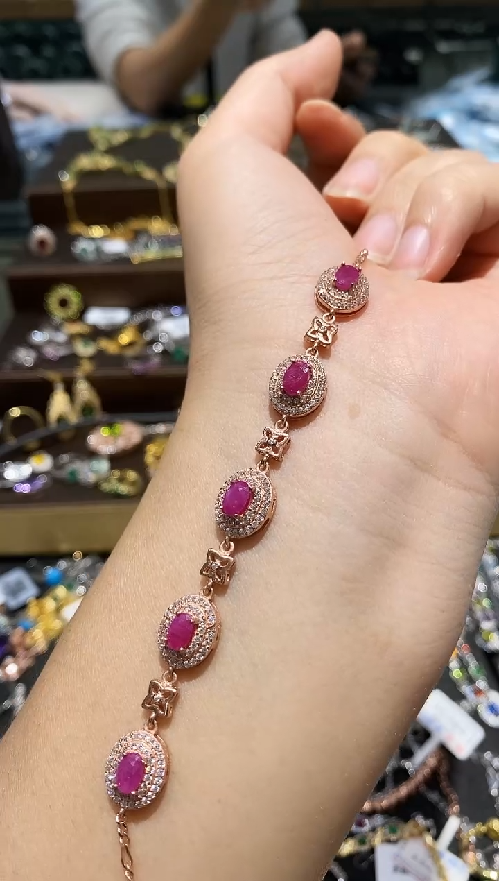 【闪购商品】红宝石手链银S925镶嵌手链