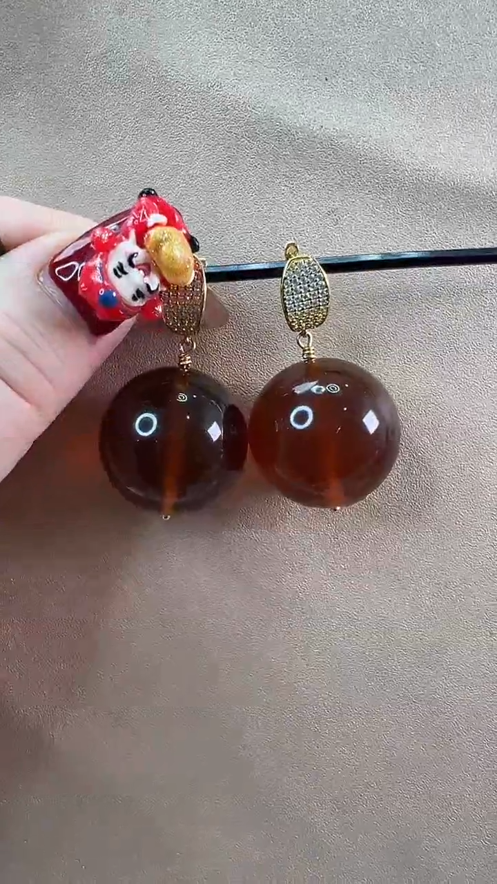 【闪购商品】琥珀耳饰未镶嵌耳环