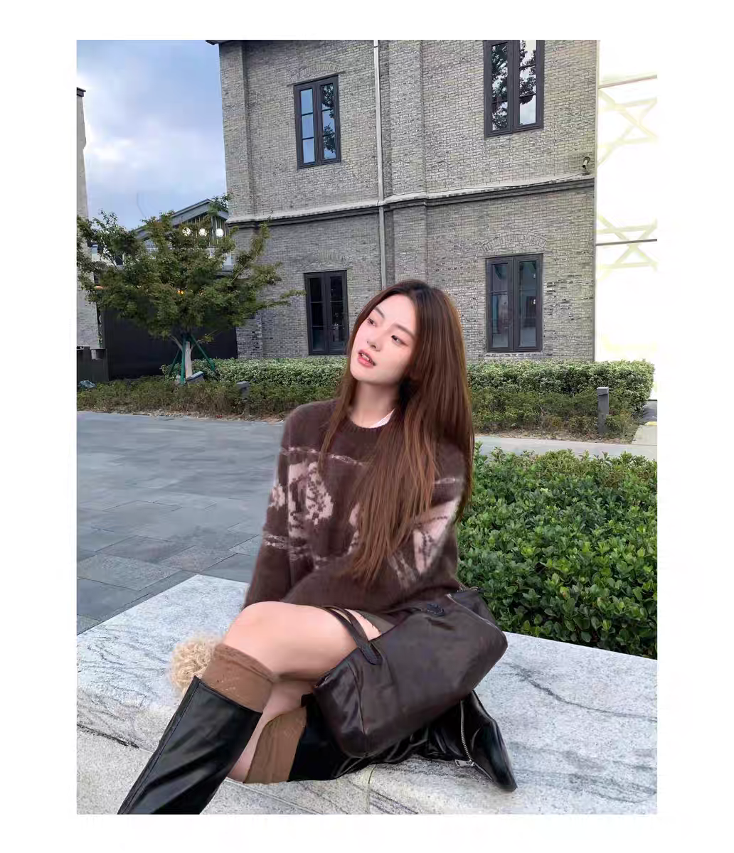 冬季加厚#山羊绒拉绒#保暖针织衫 重磅羊绒衫 插肩袖 宽松毛衣