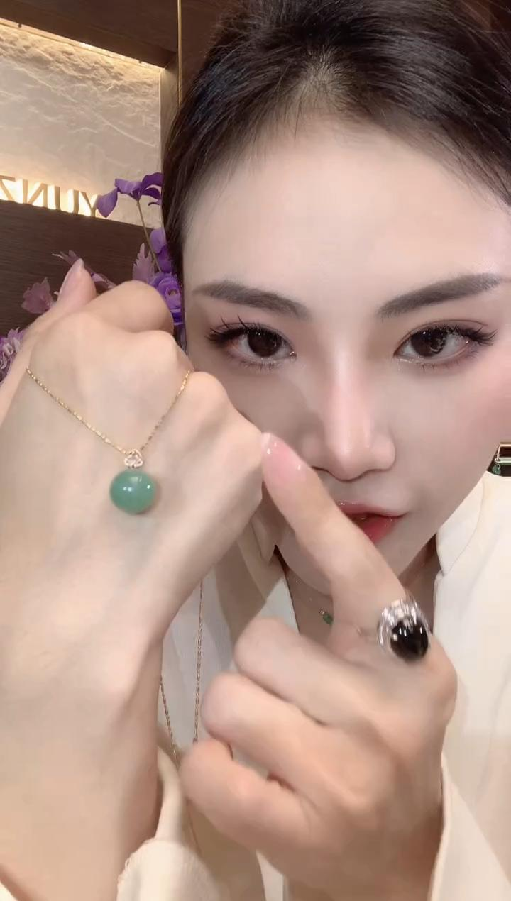 【云中意】18K金 翡翠圆珠吊坠（不含链）- 多样性发一件ZS