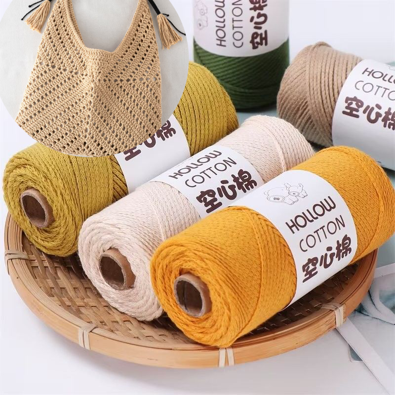 原穗圆股空心棉线2mm中粗棉麻手工编织diy钩针帽子线沙滩包包材料
