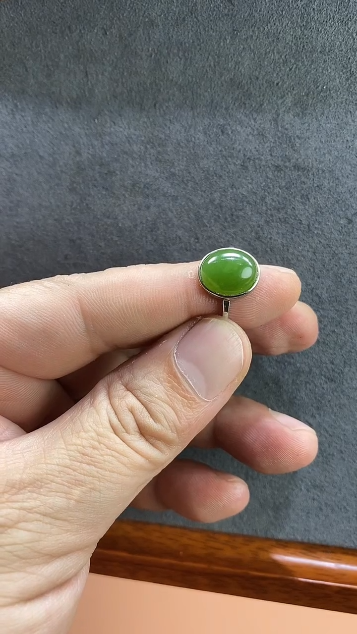【闪购商品】和田玉（碧玉）戒指银S925镶嵌精品和田玉戒指