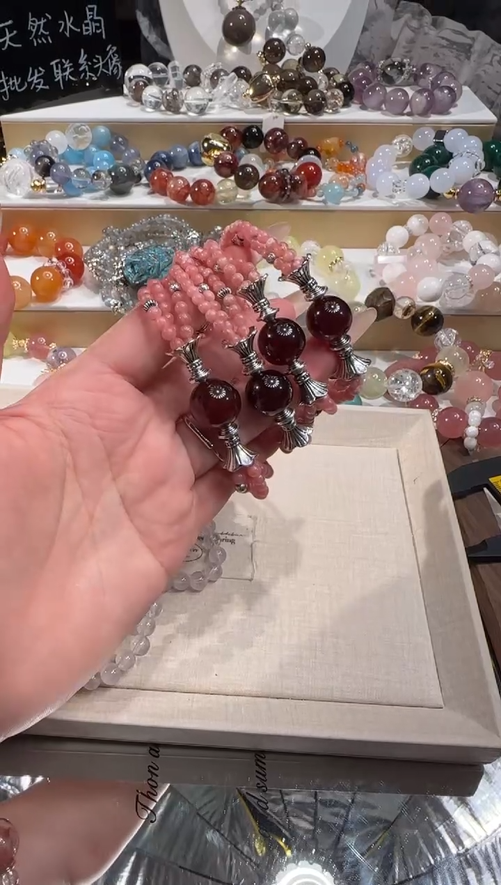 合金菱锰矿（红纹石）手串多样性发一