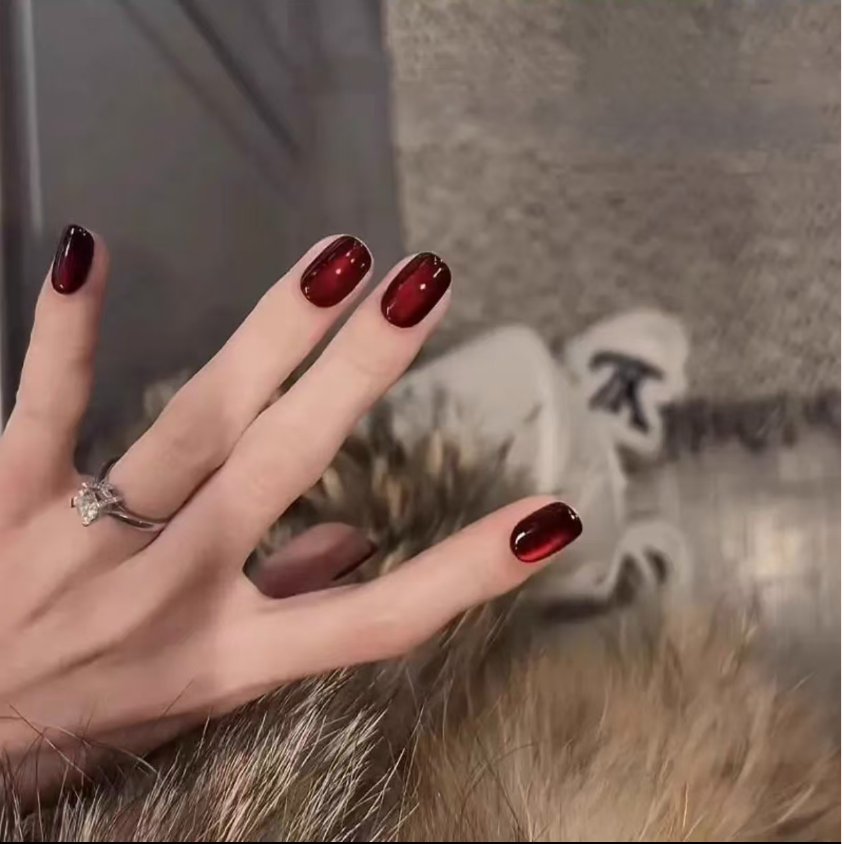 沐沐美甲-新年元旦红 车厘子玻璃珠猫眼甲油胶网红流行红色猫眼胶