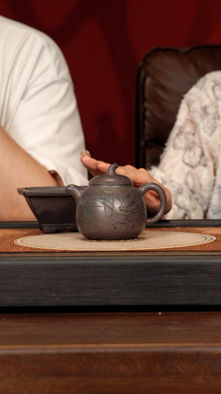 茶壶紫砂宜兴紫砂CXF 青灰段 茄段 300cc