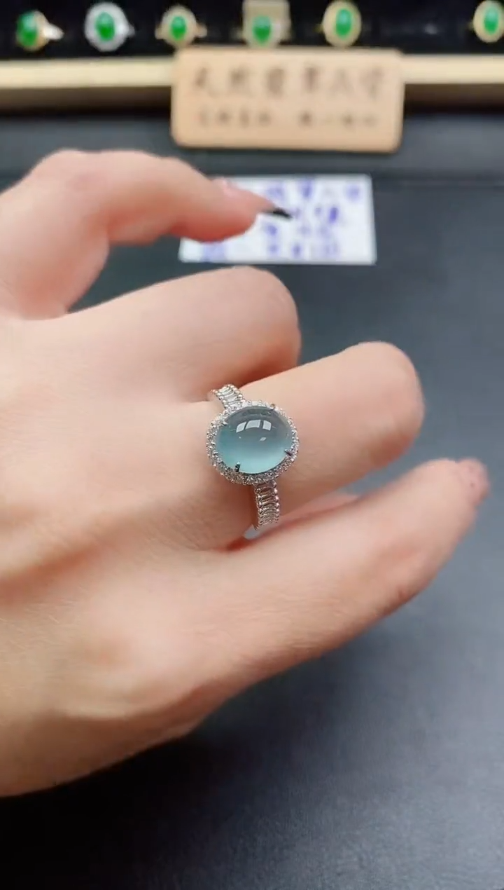 银S925镶嵌戒指翡翠1