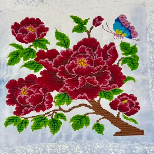   ENAWAT  十字绣抱枕 50*50cmتىكىدىغان ئەستەرسىز ياستۇق