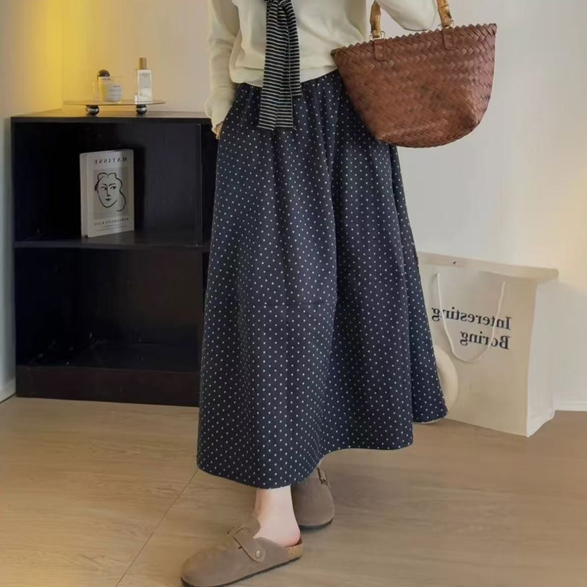 8115夏季女装显瘦微胖波点宽松大码百搭裙
