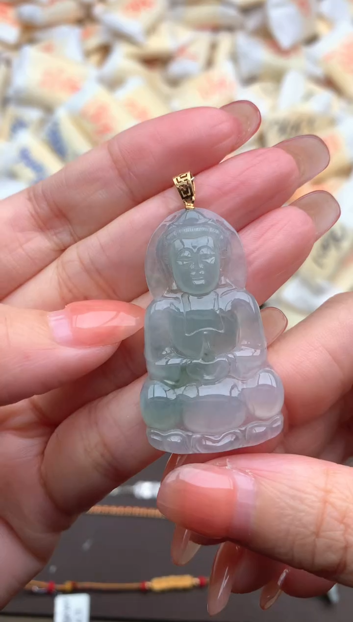 【闪购商品】翡翠挂件18K金镶嵌一