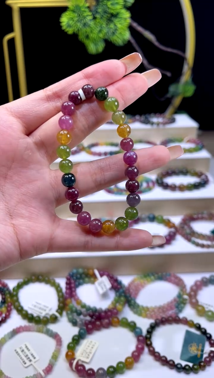 未镶嵌手串碧玺7mm+单圈多样性发货