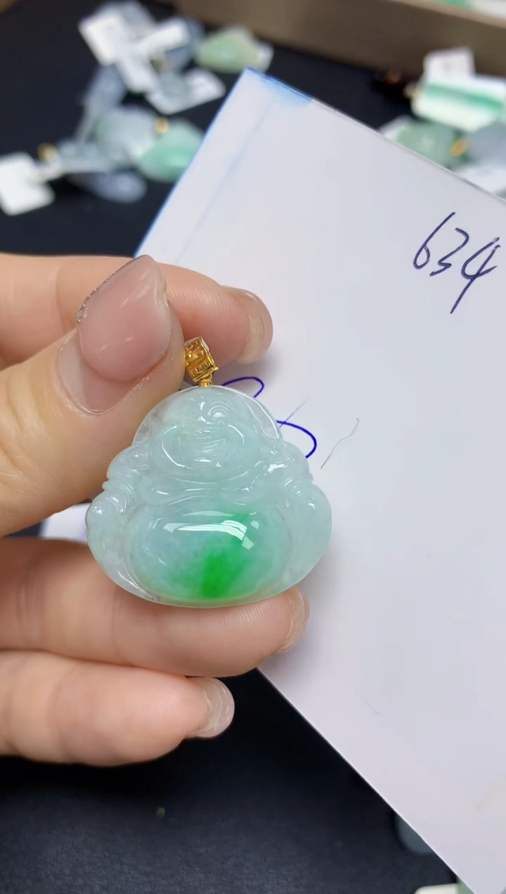 【闪购商品】翡翠挂件18K金镶嵌 天然翡翠A货