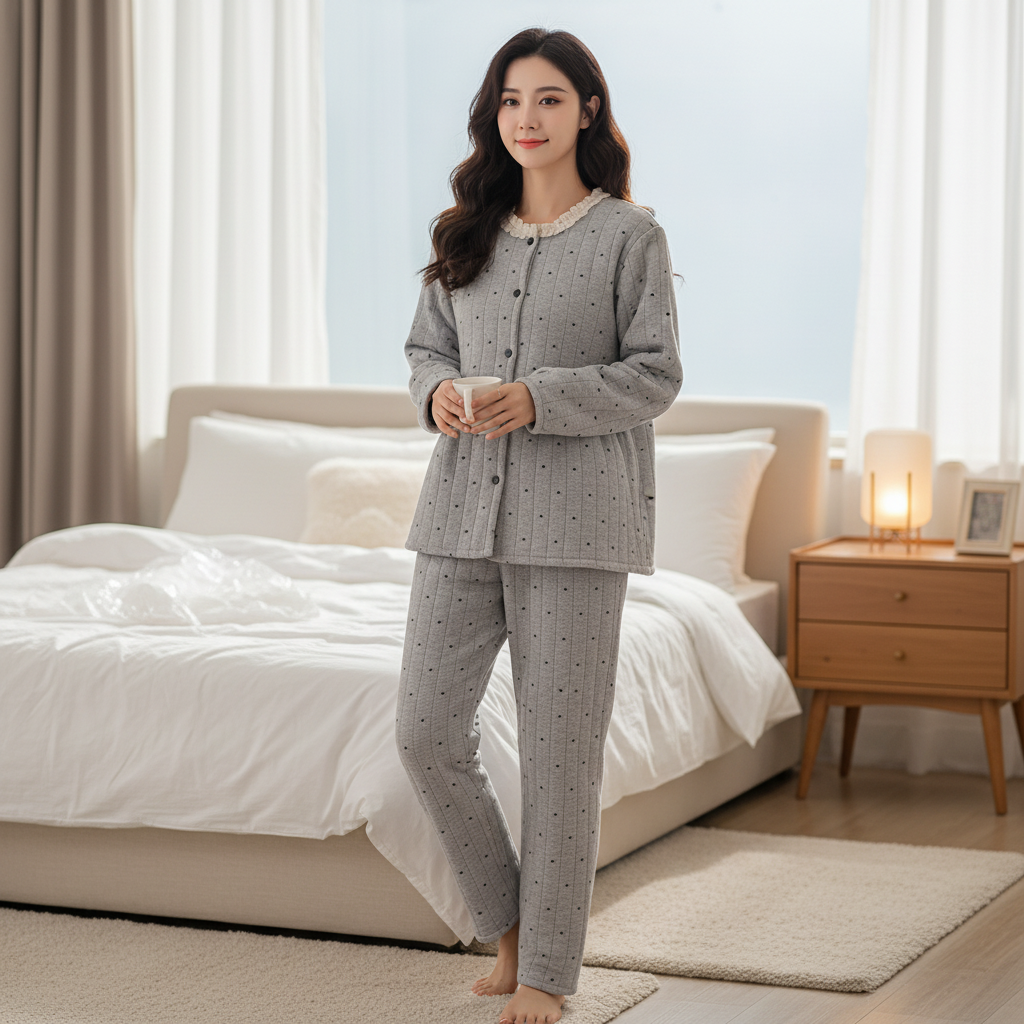 孕妇月子服空气棉家居服可拆口哺乳睡衣可调节孕妇裤睡衣大码秋冬
