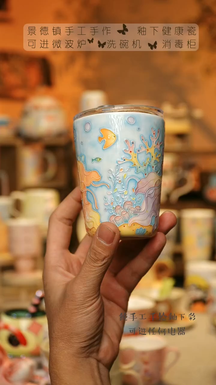 【闪购商品】杯陶瓷景德镇高温釉下彩&W303