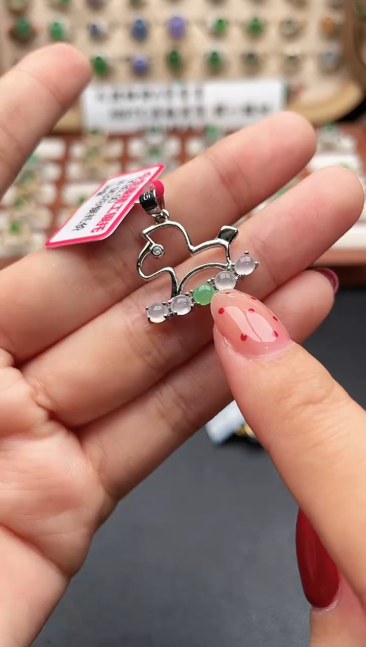 吊坠(不含链)银S925镶嵌翡翠一物一证一证