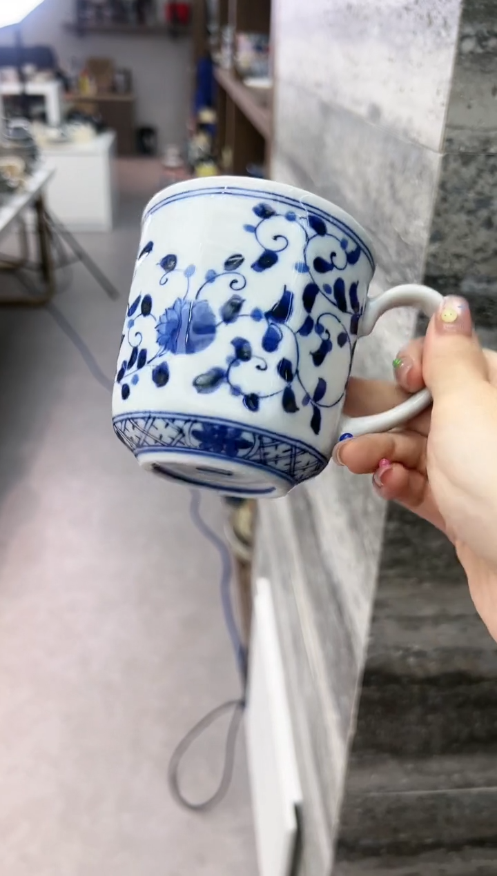陶蓝凛堂系列八角马克杯-蓝凛唐草