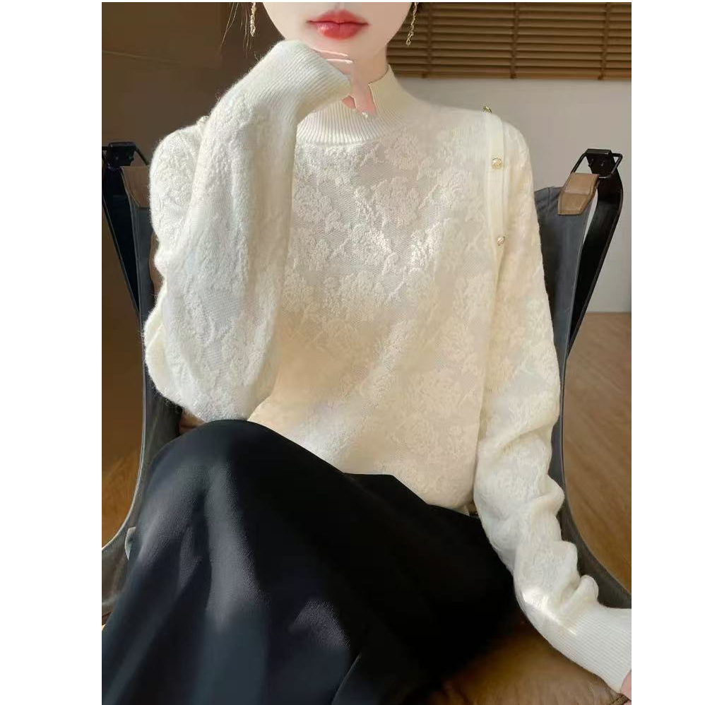 加厚提花针织毛衣女秋冬新款时尚洋气减龄上衣#2879