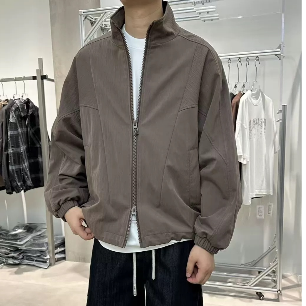 秋季新款男士休闲设计感夹克时尚潮流宽松立领拉链百搭外套25032