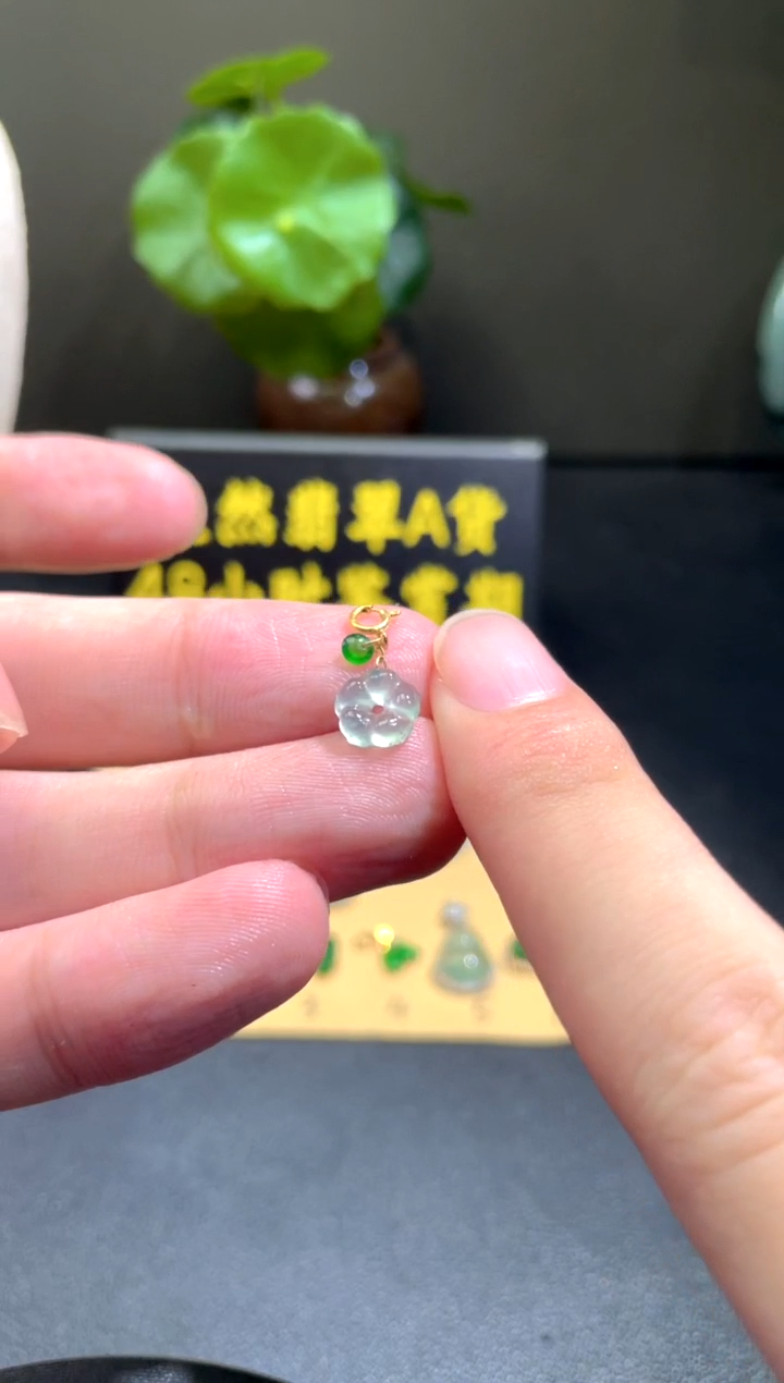 颈饰18K金镶嵌翡翠翡翠A货