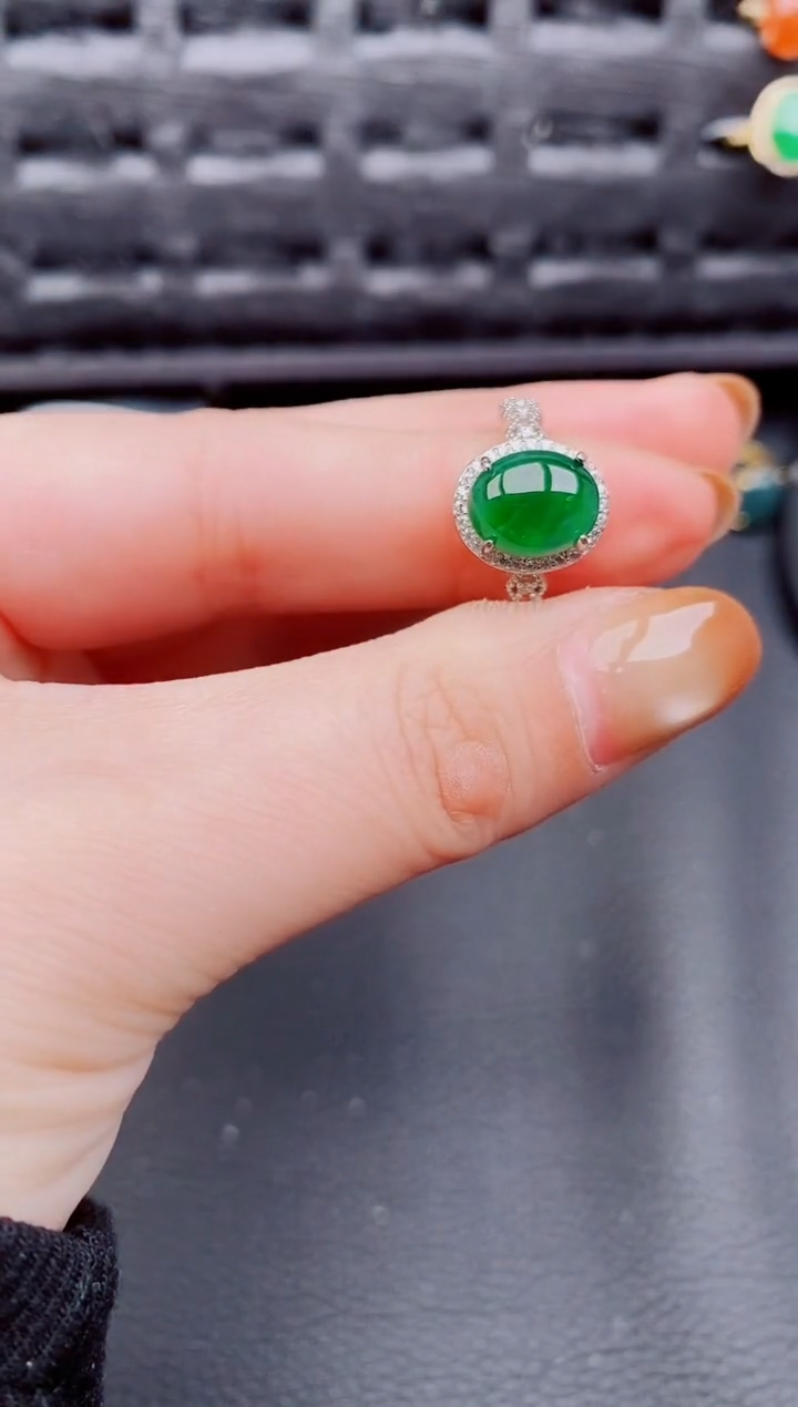 【闪购商品】翡翠戒指银S925镶嵌天然a货翡翠618
