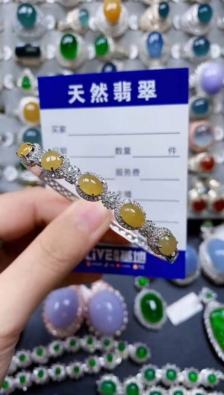【闪购商品】翡翠手镯银S925镶嵌0306