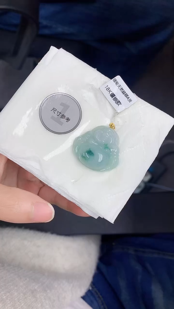 颈饰18K金镶嵌翡翠天然缅甸A货百元以上9元证书费自理