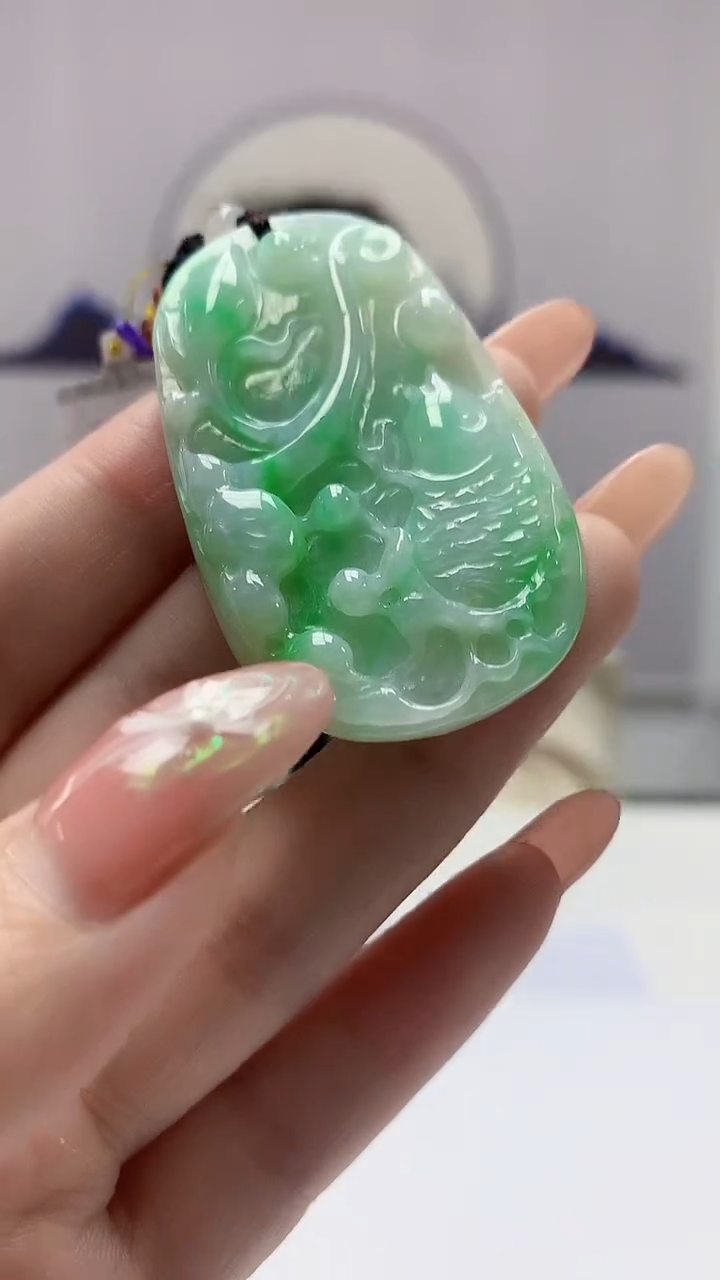 【闪购商品】定制翡翠未镶嵌0405DD-毛货挂件鱼128